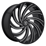 DUB - S239 DELISH - Black - GLOSS BLACK MILLED - 24" x 9", 15 Offset, 5x115, 120 (Bolt Pattern), 72.56mm HUB