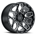 Black Rhino - SHRAPNEL - Black - Gloss Black with Milled Spokes - 18" x 9.5", -18 Offset, 6x139.7 (Bolt Pattern), 112.1mm HUB