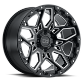 Black Rhino - SHRAPNEL - Black - Gloss Black with Milled Spokes - 18" x 9.5", -18 Offset, 6x139.7 (Bolt Pattern), 112.1mm HUB