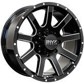 Envy Wheels - CRAZE - Black - GLOSS BLACK / SIDE MILL - 20" x 9", 18 Offset, 8x180 (Bolt Pattern), 125.2mm HUB