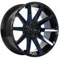 Ruffino HARD - Sinner - Black - Gloss Black - Blue Milling - 20" x 9", 0 Offset, 6x135, 139.7 (Bolt Pattern), 87.1mm HUB