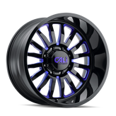 Cali Off-Road - SUMMIT - Black - GLOSS BLACK/BLUE MILLED SPOKES - 20" x 9", 0 Offset, 8x165.1 (Bolt Pattern), 125.2mm HUB