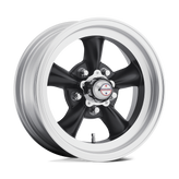 American Racing Vintage - VN105 TORQ THRUST D - Black - SATIN BLACK MACHINED LIP - 15" x 6", 4 Offset, 5x114.3 (Bolt Pattern), 83.1mm HUB