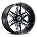 Vision Wheel Off-Road - 363 RAZOR - Black - Gloss Black Milled Spoke - 22" x 10", -19 Offset, 5x127 (Bolt Pattern), 78.1mm HUB