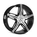 Kraze Wheels - HYPE - Black - BLACK/MACHINED - 22" x 8.5", 40 Offset, 5x114.3, 120.65 (Bolt Pattern), 74.1mm HUB