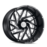 American Truxx - ARIES - Black - MATTE BLACK/MILLED - 24" x 14", -76 Offset, 8x180 (Bolt Pattern), 124.2mm HUB