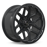 RTX Wheels - Volcano - Black - Gloss Black Milled Edge - 18" x 9.5", -10 Offset, 6x139.7 (Bolt Pattern), 106.1mm HUB