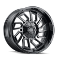 Mayhem - FLYWHEEL - Black - GLOSS BLACK/MILLED SPOKES - 20" x 10", -19 Offset, 5x127, 139.7 (Bolt Pattern), 87.1mm HUB