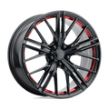 OE Creations - PR194 - Black - GLOSS BLACK RED MACHINED - 20" x 9", 30 Offset, 5x120 (Bolt Pattern), 67.1mm HUB