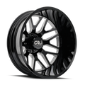 Cali Off-Road - INVADER DUALLY - Black - GLOSS BLACK/MILLED SPOKES - 22" x 8.25", -232 Offset, 8x210 (Bolt Pattern), 154.2mm HUB