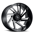 Tuff Wheels - T1B - Black - Gloss Black with Milled Spokes - 22" x 12", -45 Offset, 8x170 (Bolt Pattern), 125.1mm HUB