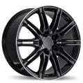 Replika - R158 - Black - Gloss Black with Machined Lip - 20" x 9.5", 50 Offset, 5x130 (Bolt Pattern), 71.6mm HUB