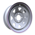 Envy Wheels - Trailer Steel - White - WHITE / RED AND BLUE PIN STRIPE - 13" x 4.5", -3 Offset, 4x101.6 (Bolt Pattern), 71.7mm HUB