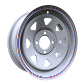 Envy Wheels - Trailer Steel - White - WHITE / RED AND BLUE PIN STRIPE - 13" x 4.5", -3 Offset, 4x101.6 (Bolt Pattern), 71.7mm HUB