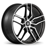 Konig - Intension - Black - Gloss Black / Machine Face - 16" x 7.5", 35 Offset, 5x120 (Bolt Pattern), 72.6mm HUB