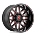 XD Series - XD820 GRENADE - Black - SATIN  BLACK MILLED WITH RED CLEAR COAT - 20" x 9", 0 Offset, 6x135 (Bolt Pattern), 87.1mm HUB