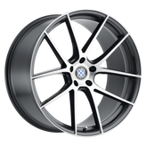 Beyern - RITZ - Gunmetal - GLOSS GUNMETAL W/ BRUSHED FACE - 17" x 9", 2 Offset, 5x120 (Bolt Pattern), 72.56mm HUB