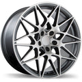 Replika - R208 - Gunmetal - Gloss Gunmetal with Machined Face - 18" x 8.5", 35 Offset, 5x120 (Bolt Pattern), 72.6mm HUB