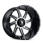 American Truxx - VORTEX - Black - BLACK/MACHINED - 22" x 12", -44 Offset, 8x180 (Bolt Pattern), 125.2mm HUB