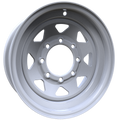 Envy Wheels - TRAILER STEEL SPOKE - White - WHITE / RED AND BLUE PIN STRIPE - 16" x 6", 0 Offset, 8x165.1 (Bolt Pattern), 131mm HUB