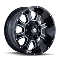 Mayhem - FIERCE - Black - GLOSS BLACK/MILLED SPOKES - 20" x 10", -19 Offset, 6x135, 139.7 (Bolt Pattern), 106mm HUB