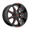 Moto Metal - MO970 - Black - GLOSS BLACK MILLED WITH RED TINT & MOTO METAL ON LIP - 20" x 10", -18 Offset, 5x127, 139.7 (Bolt Pattern), 78.1mm HUB