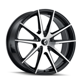 Kraze Wheels - TURISMO - Black - BLACK WITH MACHINED FACE - 17" x 8", 38 Offset, 5x112 (Bolt Pattern), 66.6mm HUB