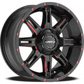 KranK Off-road - Shaft - Black - Gloss Black Red Milled - 18" x 9", 8 Offset, 6x135, 139.7 (Bolt Pattern), 108mm HUB