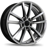 Replika - R195 - Gunmetal - Dark Hyper Silver - 18" x 8", 45 Offset, 5x112 (Bolt Pattern), 66.5mm HUB