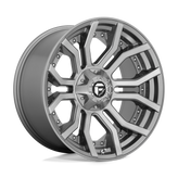 Fuel - D713 RAGE PLATINUM - Gunmetal - BRUSHED GUN METAL TINTED CLEAR - 24" x 12", -44 Offset, 5x127, 139.7 (Bolt Pattern), 87.1mm HUB