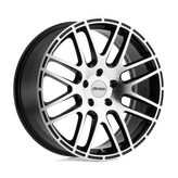 Petrol Wheels - P6A - Black - GLOSS BLACK WITH MACHINED CUT FACE - 18" x 8", 35 Offset, 5x100 (Bolt Pattern), 72.1mm HUB