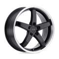 Petrol Wheels - P1B - Black - GLOSS BLACK WITH MACHINED CUT LIP - 20" x 8.5", 40 Offset, 5x114.3 (Bolt Pattern), 76.1mm HUB