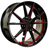 Envy Wheels - EV-10 - Black - GLOSS BLACK / RED UNDERCUT / RED SIDE MILL - 18" x 8", 40 Offset, 5x114.3 (Bolt Pattern), 73.1mm HUB