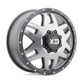 XD Series - XD130 MACHETE DUALLY - Grey - Matte Gray Black Ring - 20" x 7.5", -152 Offset, 8x165.1 (Bolt Pattern), 121.5mm HUB