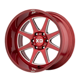 XD Series - XD844 PIKE - BRUSHED RED WITH MILLED ACCENT - 22" x 10", -18 Offset, 6x135 (Bolt Pattern), 87.1mm HUB