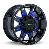 RTX Wheels - Spine - Black - Black with Milled Blue Spokes - 20" x 9", 10 Offset, 6x135, 139.7 (Bolt Pattern), 87.1mm HUB
