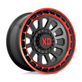 XD Series - XD856 OMEGA - Black - SATIN BLACK MACHINED LIP WITH RED TINT - 20" x 10", -18 Offset, 8x165.1 (Bolt Pattern), 125.1mm HUB