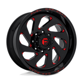 Fuel - D638 VORTEX - Black - GLOSS BLACK RED TINTED CLEAR - 22" x 12", -44 Offset, 5x127 (Bolt Pattern), 78.1mm HUB