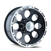 Ion Alloy - 174 - Black - BLACK/MACHINED LIP - 16" x 10", -38 Offset, 5x139.7 (Bolt Pattern), 108mm HUB