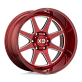 XD Series - XD844 PIKE - BRUSHED RED WITH MILLED ACCENT - 20" x 10", -18 Offset, 5x139.7 (Bolt Pattern), 78.1mm HUB