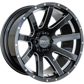 Envy Wheels - CRAZE - Gunmetal - GLOSS DARK GUN METAL / UNDERCUT / SIDE MILL / MILLED RIVETS - 20" x 10", -24 Offset, 6x135 (Bolt Pattern), 87.1mm HUB