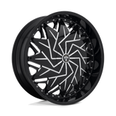 DUB - S231 DAZR - Black - GLOSS BLACK MILLED - 26" x 9", 15 Offset, 5x115, 120 (Bolt Pattern), 72.6mm HUB