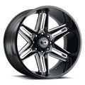 Vision Wheel Off-Road - 363 RAZOR - Black - Gloss Black Milled Spoke - 20" x 12", -51 Offset, 5x139.7 (Bolt Pattern), 108mm HUB