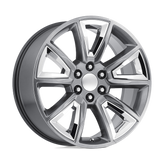OE Creations - PR168 - Silver - HYPER SILVER WITH CHROME ACCENTS - 22" x 9", 24 Offset, 6x139.7 (Bolt Pattern), 78.1mm HUB
