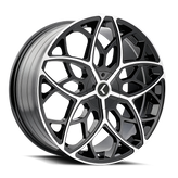 Kraze Wheels - RICOCHET - Black - BLACK MACHINED - 20" x 8.5", 38 Offset, 5x112, 114.3 (Bolt Pattern), 72.6mm HUB