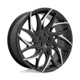 DUB - S259 G.O.A.T. - Black - GLOSS BLACK WITH MACHINED SPOKES - 24" x 10", 25 Offset, 6x139.7 (Bolt Pattern), 106.1mm HUB