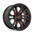 Fuel - D712 RAGE - Black - GLOSS BLACK RED TINTED CLEAR - 24" x 12", -44 Offset, 6x135, 139.7 (Bolt Pattern), 106.1mm HUB