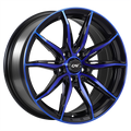 Dai Alloys - FRANTIC - Black - Gloss Black - Machined Face - Blue Face - 15" x 6.5", 38 Offset, 5x114.3 (Bolt Pattern), 67.1mm HUB