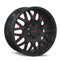 Mayhem - TRIPWIRE - Black - BLACK WITH PRISM RED - 20" x 9", 18 Offset, 6x139.7 (Bolt Pattern), 106mm HUB