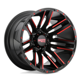 Moto Metal - MO978 RAZOR - Black - SATIN  BLACK MACHINED RED TINT - 20" x 10", -24 Offset, 5x127 (Bolt Pattern), 78.1mm HUB